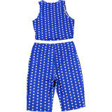 Women Summer Polka Dot Printed Sexy Top Shorts Two-Piece Set