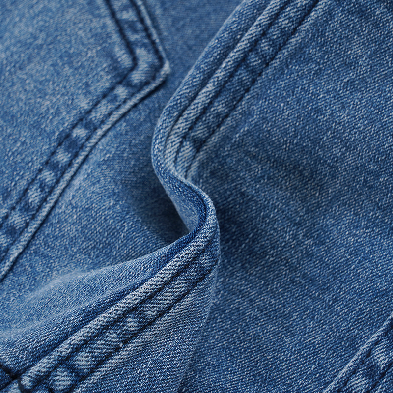 Washed Slant Pocket Denim Skirt for Casual Streetwear