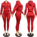 Women Solid Hoodies and Pant Two-Piece Set