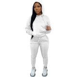 Women Solid Hoodies and Pant Two-Piece Set