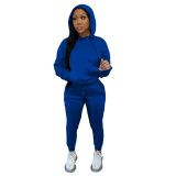 Women Solid Hoodies and Pant Two-Piece Set