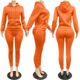 Women Solid Hoodies and Pant Two-Piece Set