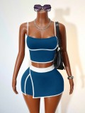 Women's Fashion Colorblock Casual Tank Top and Shorts Two-Piece Set
