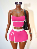 Women's Fashion Colorblock Casual Tank Top and Shorts Two-Piece Set