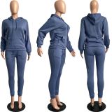 Women Solid Hoodies and Pant Two-Piece Set