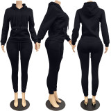 Women Solid Hoodies and Pant Two-Piece Set