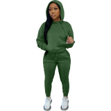 Women Solid Hoodies and Pant Two-Piece Set