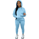 Women Solid Hoodies and Pant Two-Piece Set