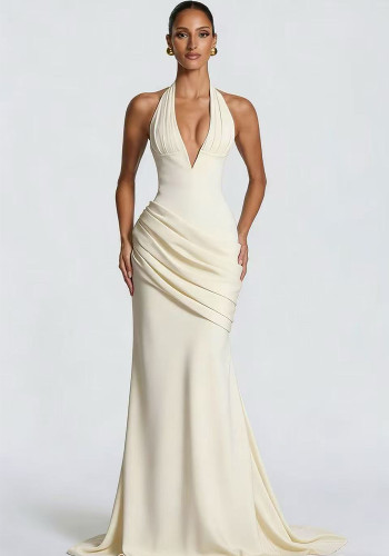 Women Strapless Sexy Backless Formal Party Dress