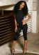 Women Spring Sexy Bodysuit & Capri Pants Two-Piece Set