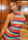 Women Spring & Summer Sexy Backless Halter Neck Lace-Up Color Block Bodycon Dress