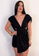 Women Spring Sexy V-Neck Sleeveless Hollow Out Ruched Dress