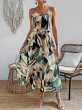 Plus Size Women Summer Sexy Print Holiday Slip Dress