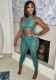Women Summer Sexy Mesh Ruched Hollow Out See-Through Top & Pant Two-Piece Set