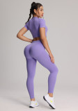 Women Short Sleeve T-Shirt & Yoga Long Pant Fitness Two-Piece Set