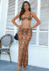 Women Spring Sexy Halter Neck Lace-Up Hollow Out Beaded Chain Dress