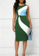 Women Elegant Color Block Dress