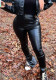 Women Slit Sexy Bell Bottom PU Leather Pants