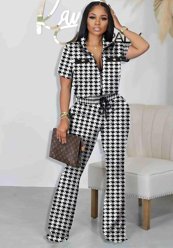 Women Print Zip Top & Pant Two-Piece Set