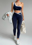 Women Color Block Bra Tank & Long Pant Pilates Fitness Yoga Two-Piece Set