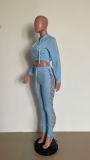 Women Autumn & Winter Lace-Up Sexy Hollow Out Hoodies & Pant Two-Piece Set