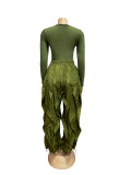 Women Autumn/Winter Long Sleeve Top and Layers Wide-Leg Pant Two-Piece Set