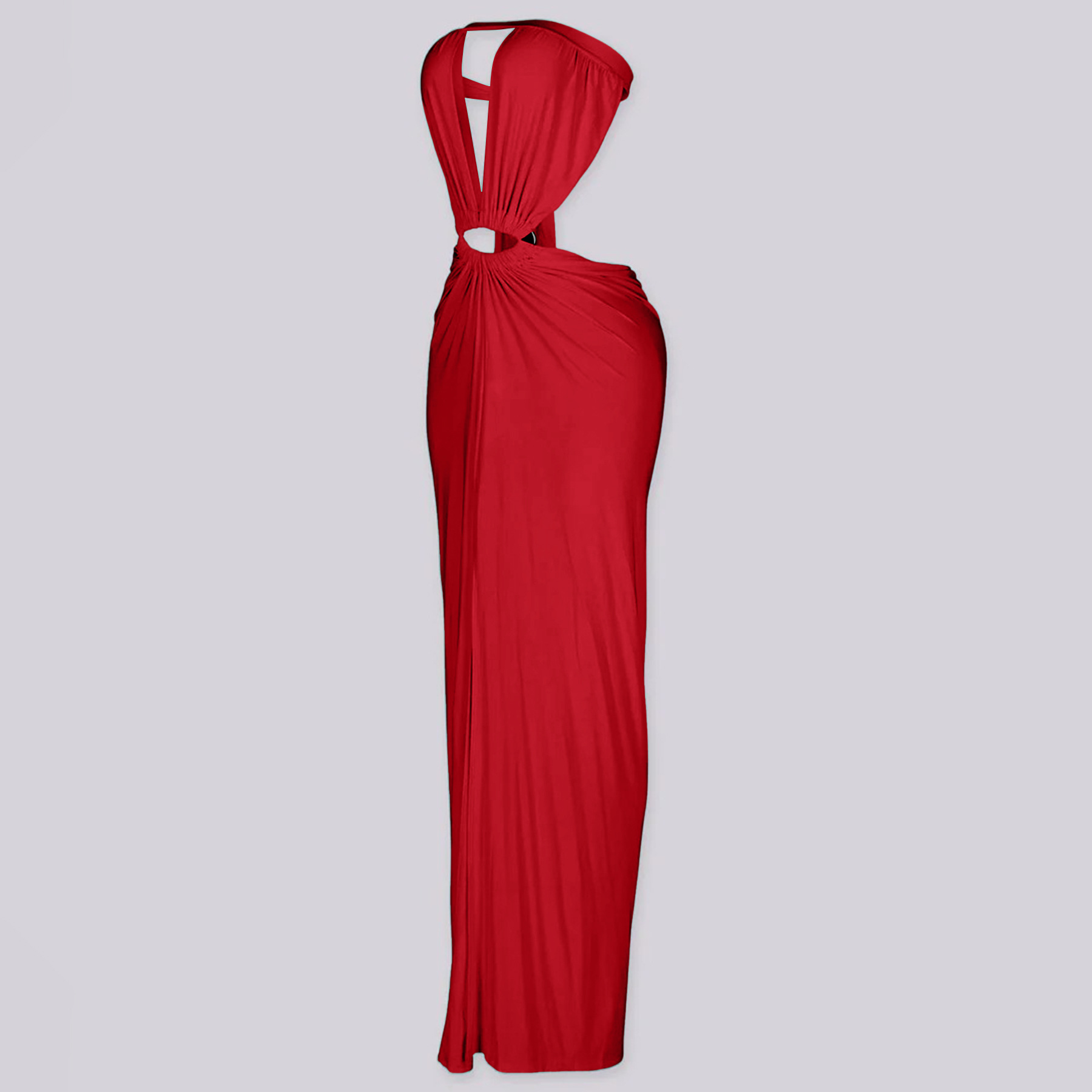 Solid Backless Strapless Slit Dress for Evening Events