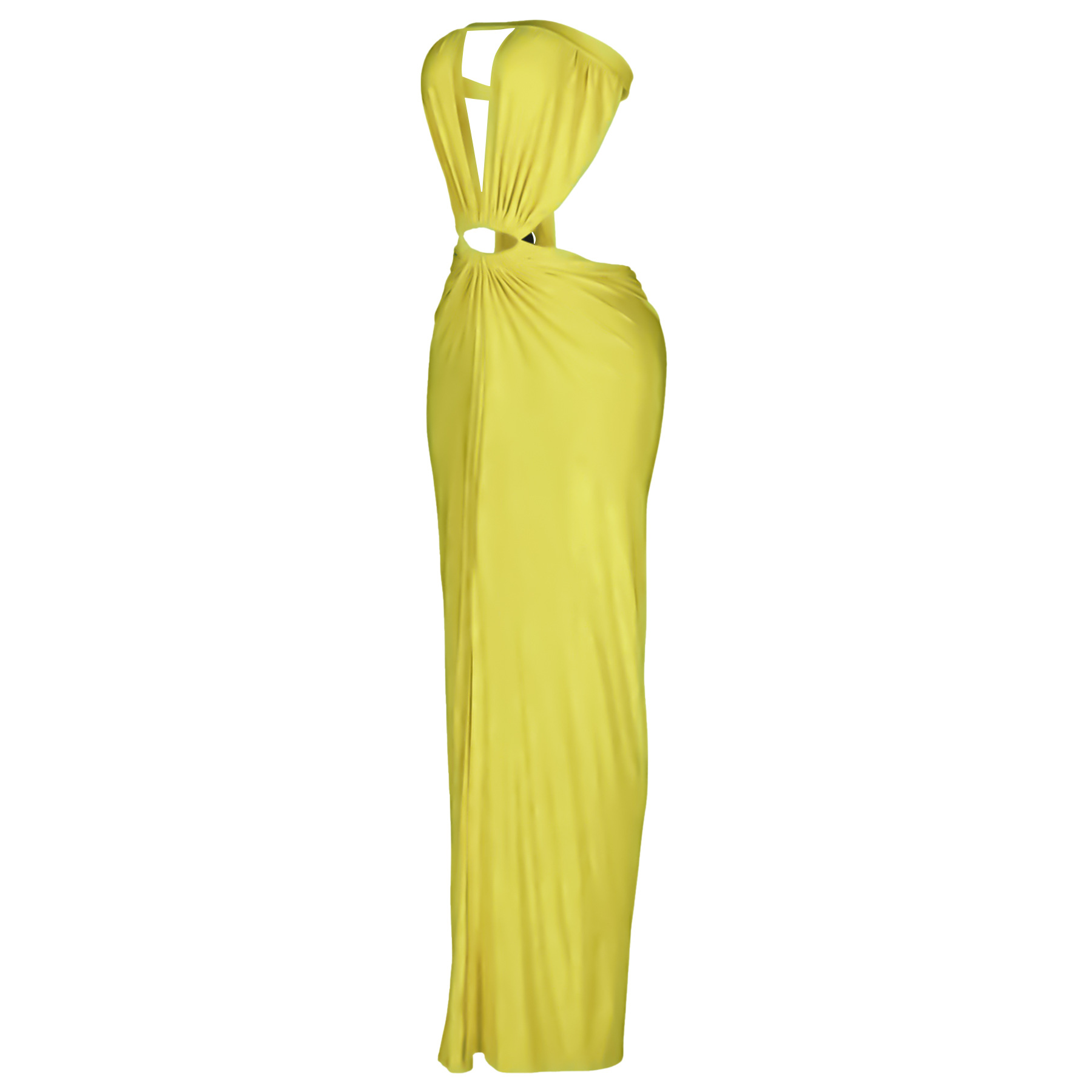 Solid Backless Strapless Slit Dress for Evening Events