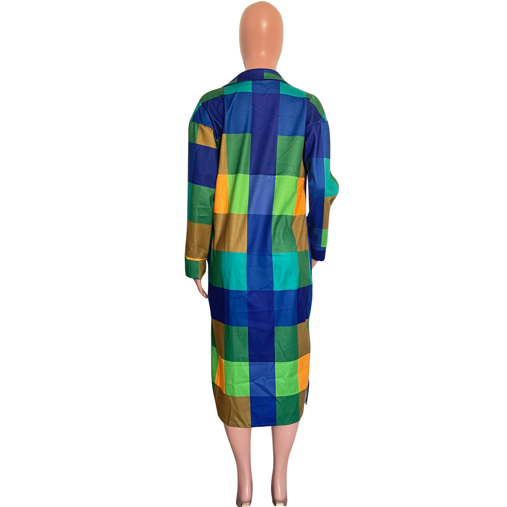 Plaid Pocket Coat for Winter Outerwear
