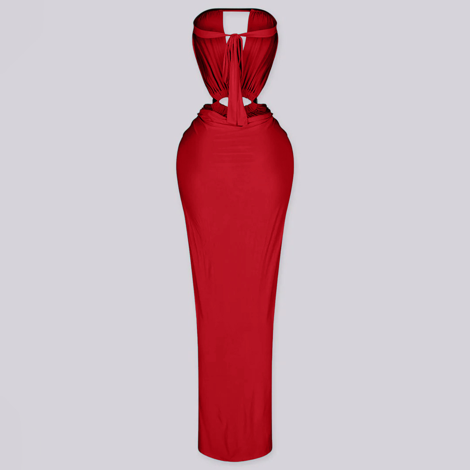 Solid Backless Strapless Slit Dress for Evening Events