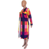Women Winter Plaid Pocket Coat