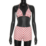 Women Spring & Summer Polka Dot Print Sexy Top & Shorts Two-Piece Set