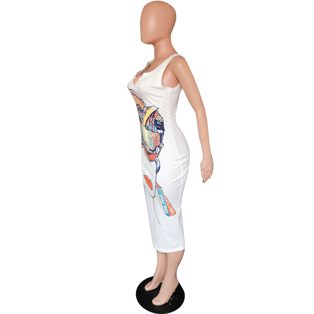 Character Print Dress for Casual Everyday Wear
