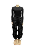 Women Autumn/Winter Long Sleeve Top and Layers Wide-Leg Pant Two-Piece Set