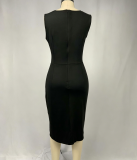 Women Elegant Color Block Dress