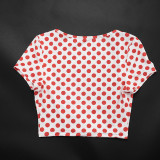 Women Spring & Summer Polka Dot Print Sexy Top & Shorts Two-Piece Set