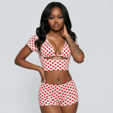 Women Spring & Summer Polka Dot Print Sexy Top & Shorts Two-Piece Set