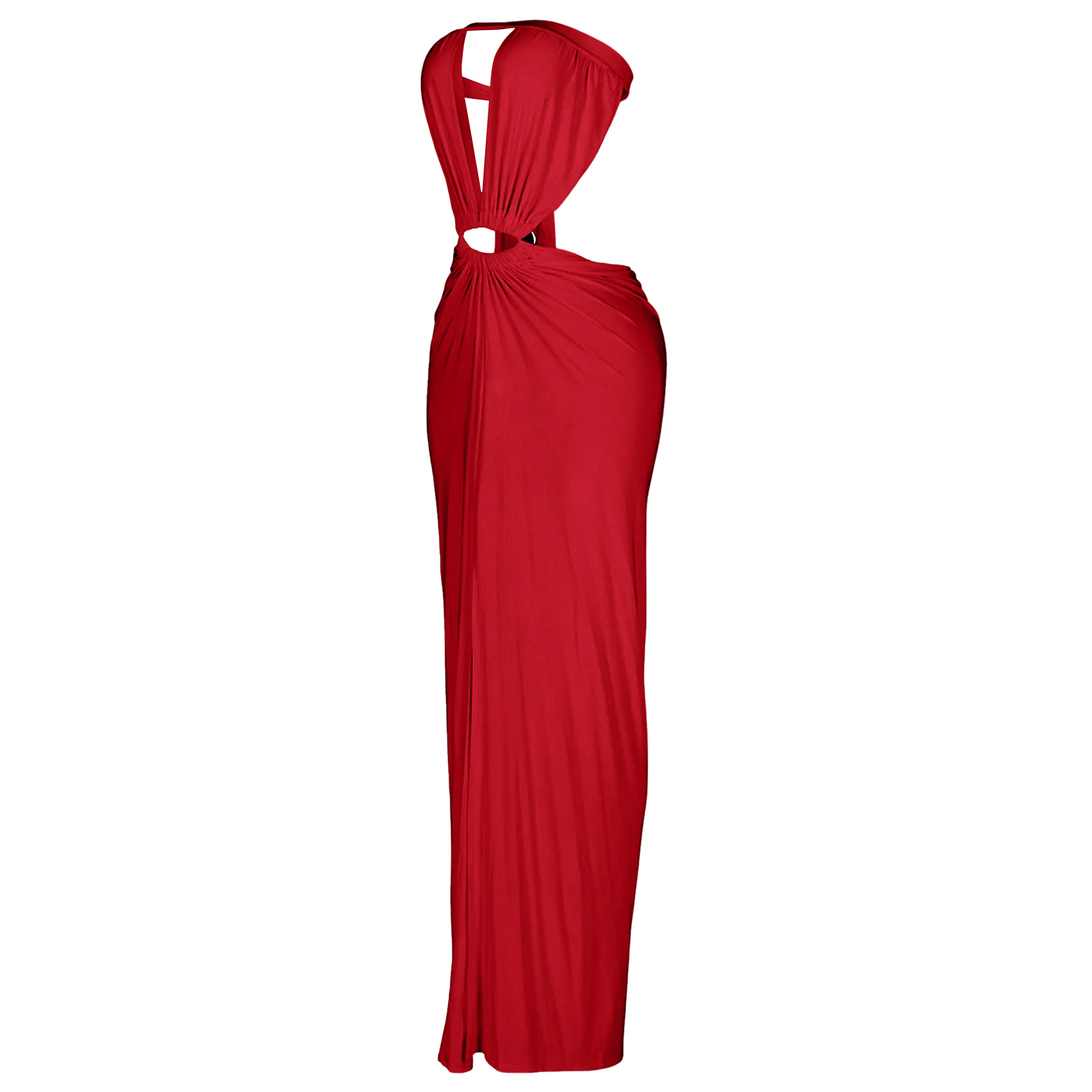 Solid Backless Strapless Slit Dress for Evening Events