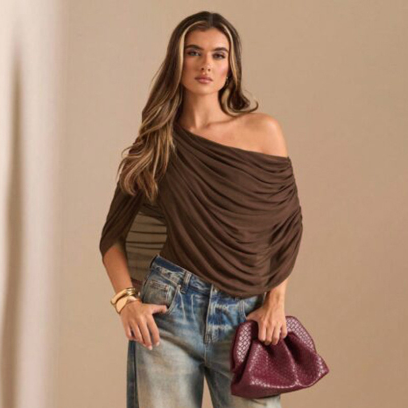 Off-Shoulder Mesh Ruched Bodysuit for Summer Casual