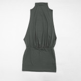 Women Spring & Summer Sexy Sleeveless High Neck Dress