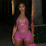 Women Spring & Summer Polka Dot Print Sexy Top & Shorts Two-Piece Set