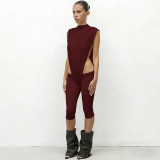 Women Spring Sexy Bodysuit & Capri Pants Two-Piece Set