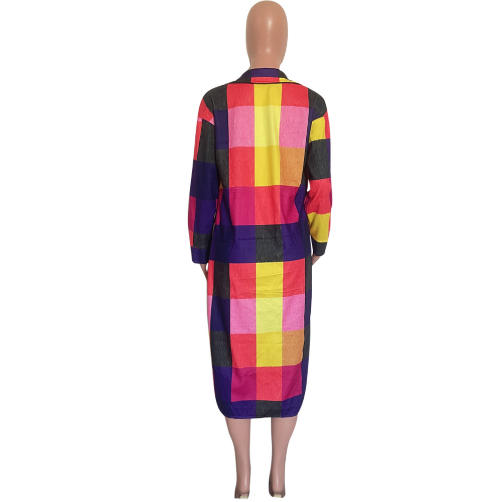Plaid Pocket Coat for Winter Outerwear