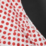 Women Spring & Summer Polka Dot Print Sexy Top & Shorts Two-Piece Set