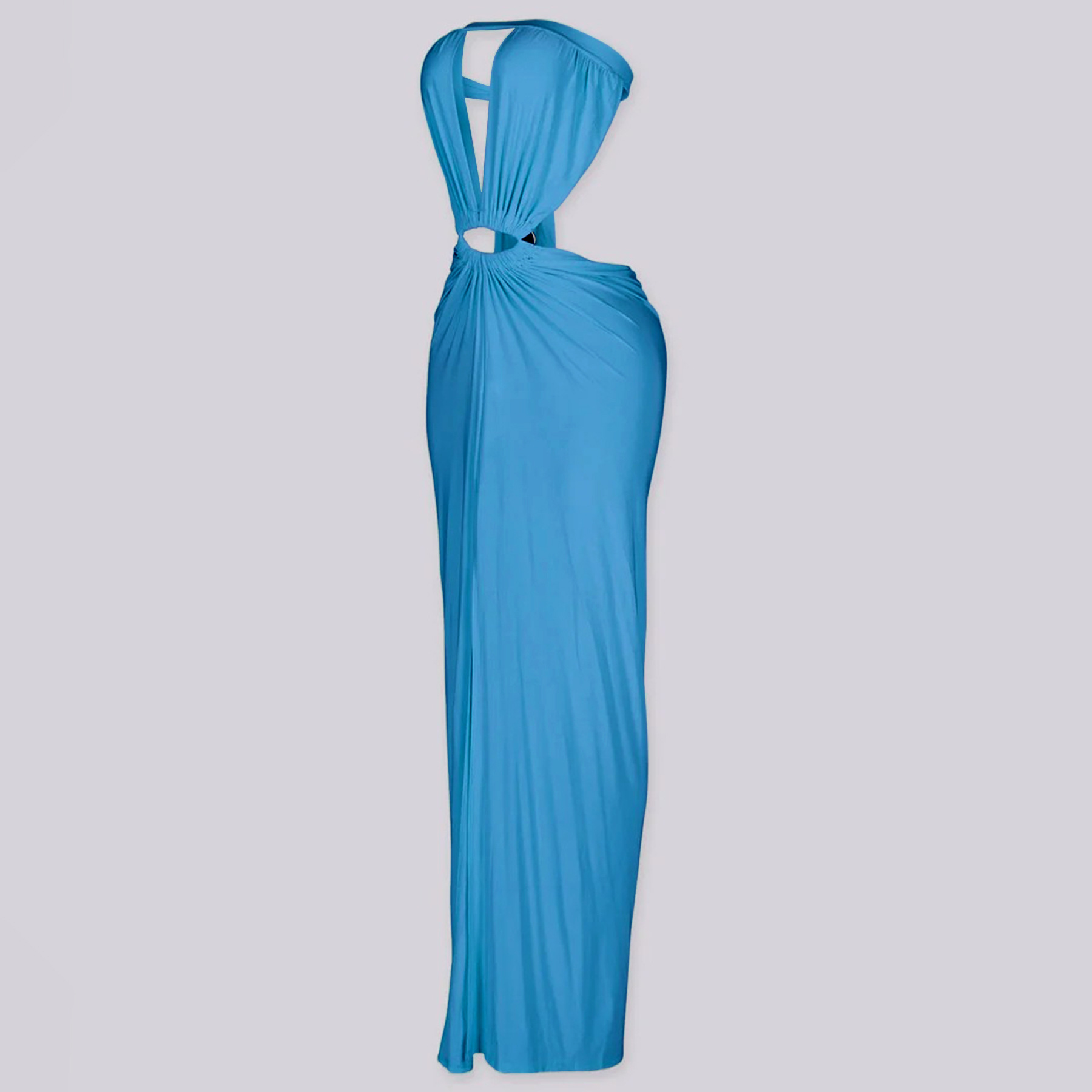 Solid Backless Strapless Slit Dress for Evening Events
