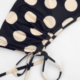 Women Spring & Summer Polka Dot Lace-Up Capri Pants
