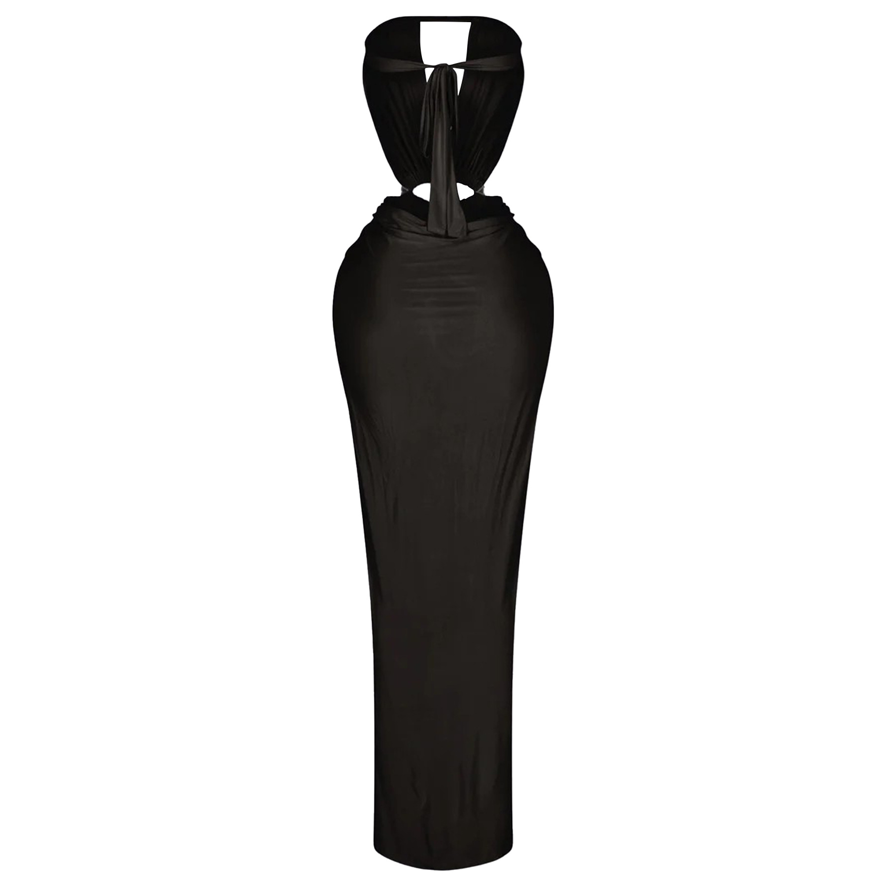 Solid Backless Strapless Slit Dress for Evening Events