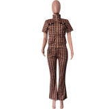 Women Print Zip Top & Pant Two-Piece Set