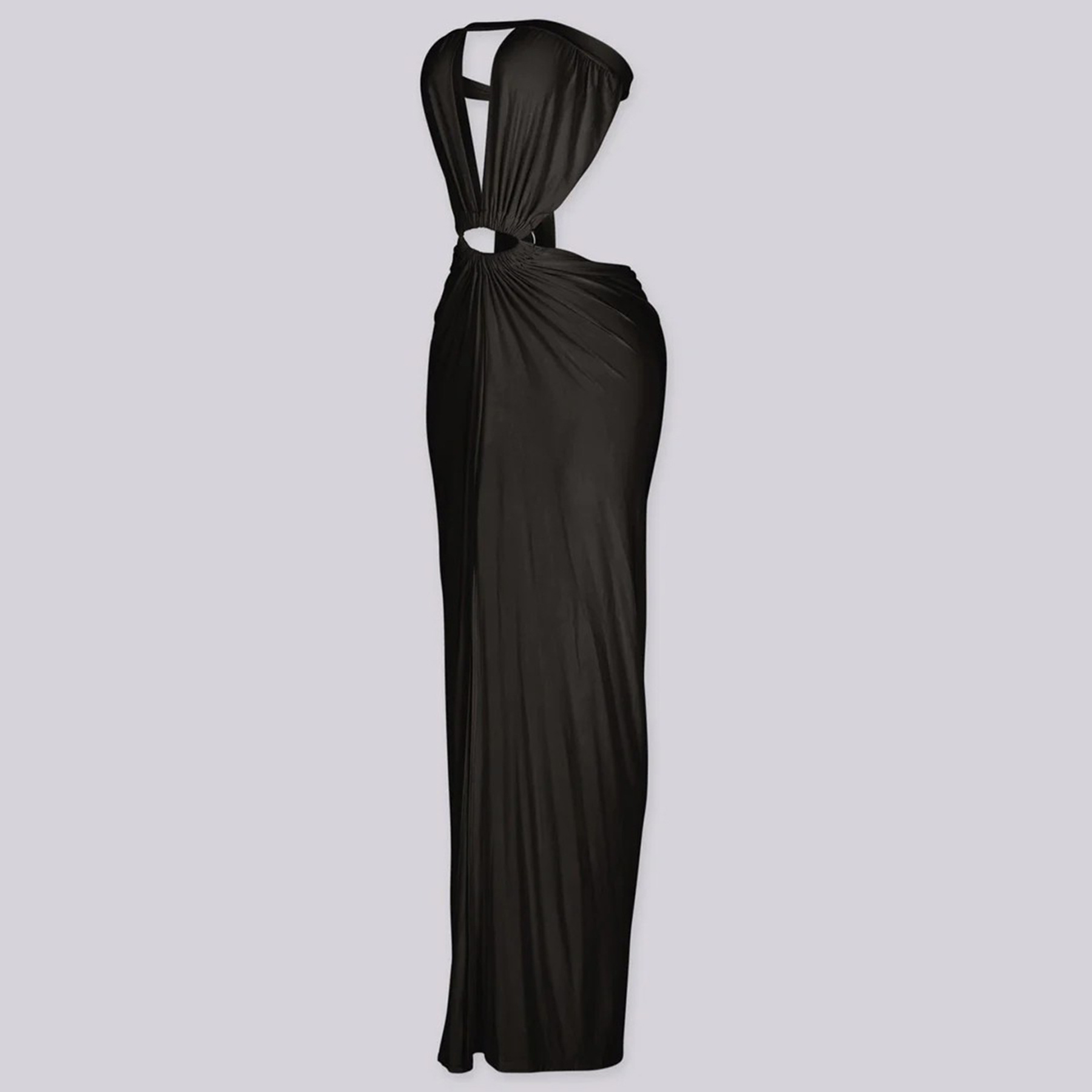 Solid Backless Strapless Slit Dress for Evening Events