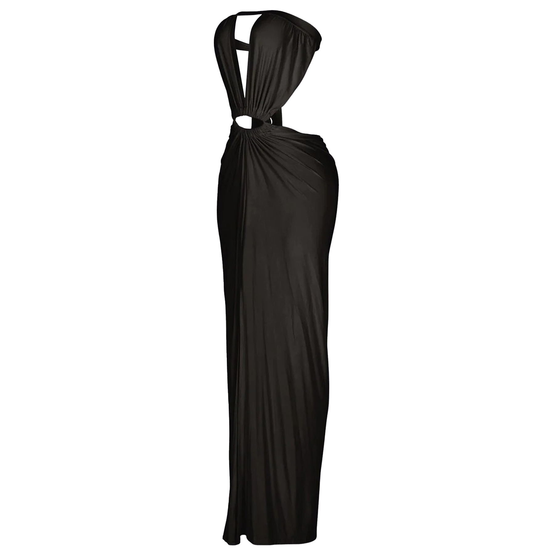 Solid Backless Strapless Slit Dress for Evening Events